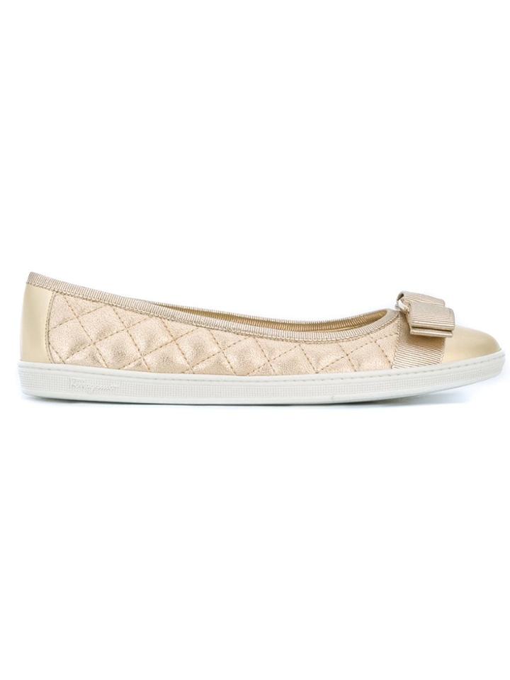 Salvatore Ferragamo Quilted Ballerinas - Metallic