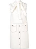 Msgm Contrast Stitch Detail Dress - White