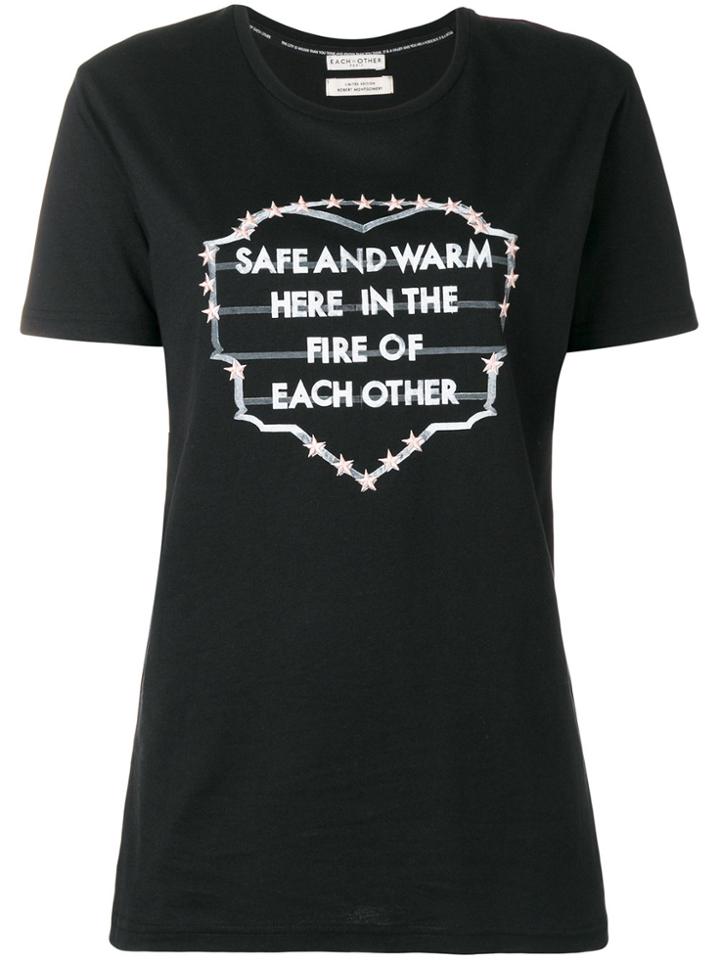Each X Other Slogan Print Embroidered T-shirt - Black