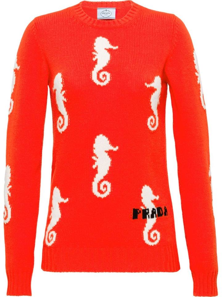 Prada Intarsia Knit Jumper - Orange