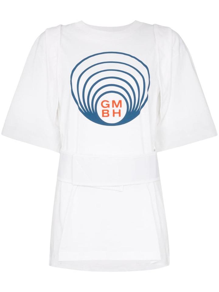 Gmbh Belted Harness-detail Cotton T-shirt - White