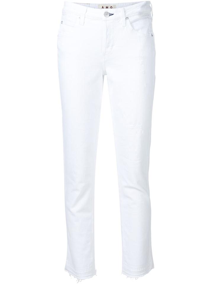 Amo Cropped Distressed Jeans - White
