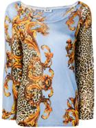 Liu Jo Baroque Leopard Knitted Jumper - Blue
