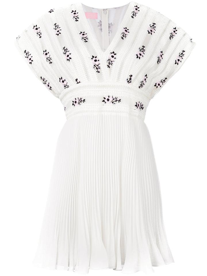 Giamba V-neck Pleated Dress, Women's, Size: 42, White, Cotton/polyester
