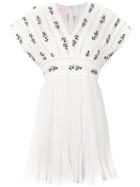 Giamba V-neck Pleated Dress, Women's, Size: 42, White, Cotton/polyester