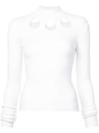 Rosie Assoulin Mock Neck Cutout Long Sleeve Top - White