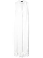 Voz Long Fringe Vest - White