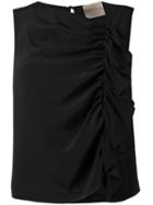 Erika Cavallini - Asymmetric Gathered Tank Top - Women - Silk/acetate - 42, Black, Silk/acetate