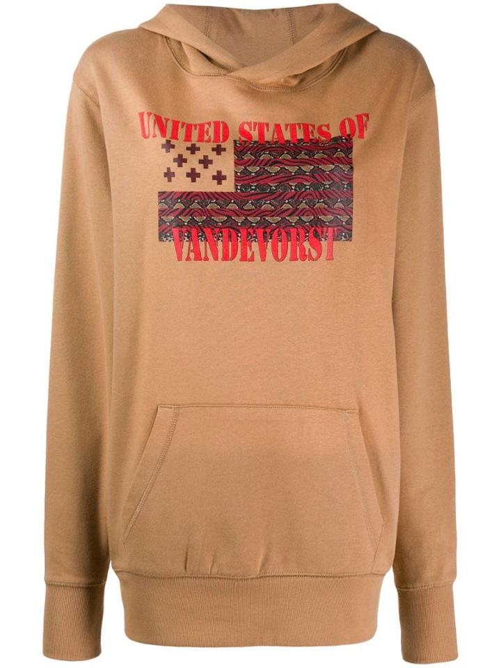 A.f.vandevorst Justice Graphic Print Hoodie - Brown