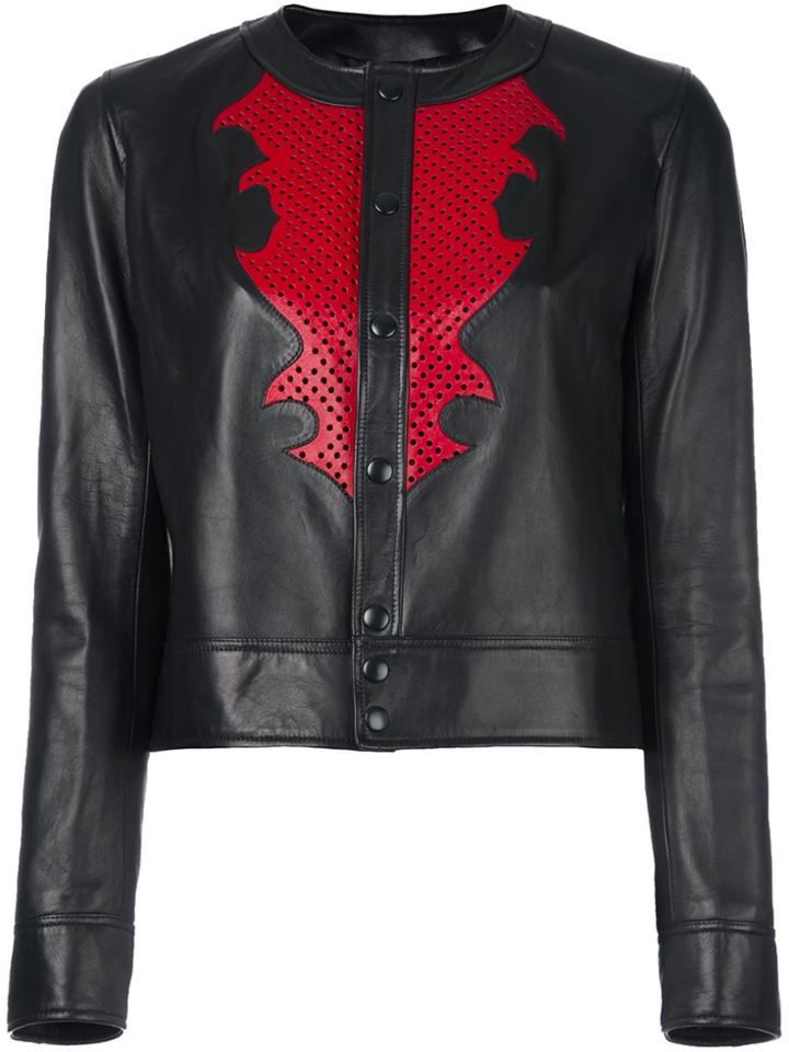 Anthony Vaccarello Buttoned Leather Jacket - Black