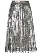 Marco De Vincenzo Pleated Lace Midi Skirt - Grey