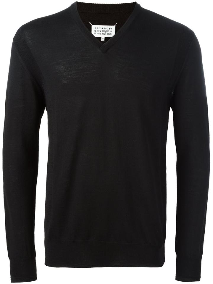 Cerruti 1881 V-neck Jumper, Men's, Size: Large, Black, Wool
