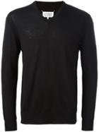 Cerruti 1881 V-neck Jumper, Men's, Size: Large, Black, Wool