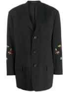Yohji Yamamoto Pre-owned 1990's Floral Embrooidered Blazer - Black