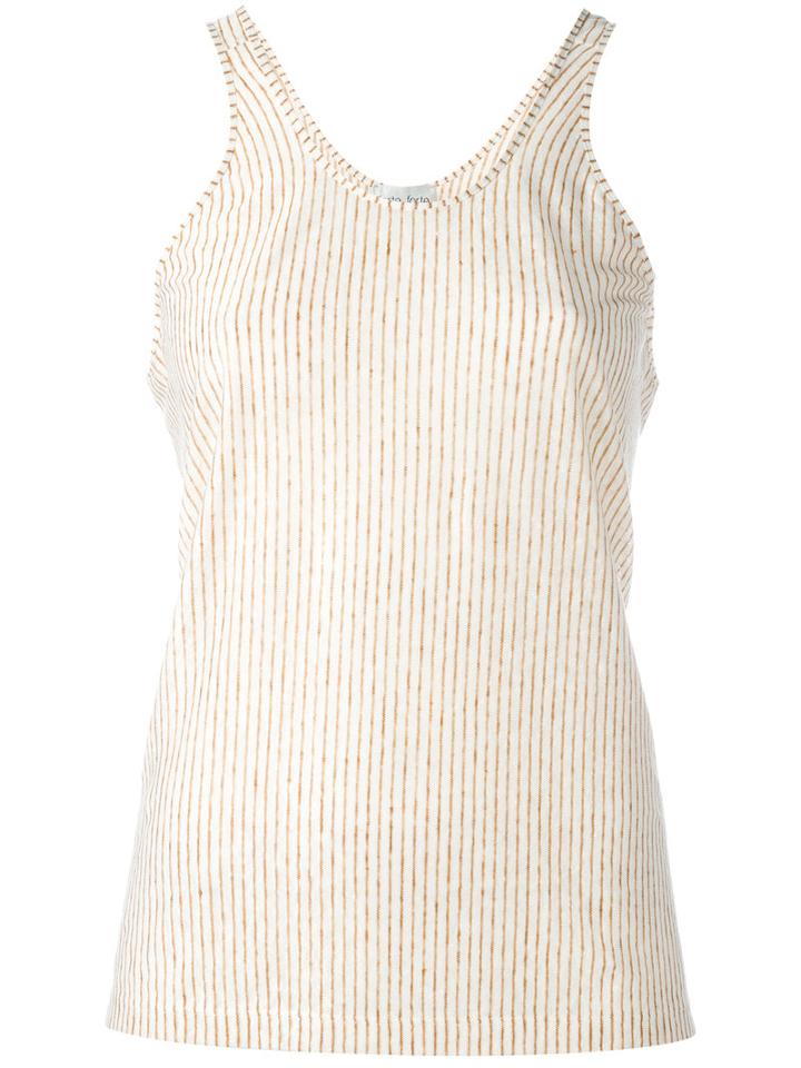 Forte Forte - Striped Tank Top - Women - Linen/flax - 1, Women's, White, Linen/flax