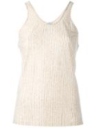 Forte Forte - Striped Tank Top - Women - Linen/flax - 1, Women's, White, Linen/flax