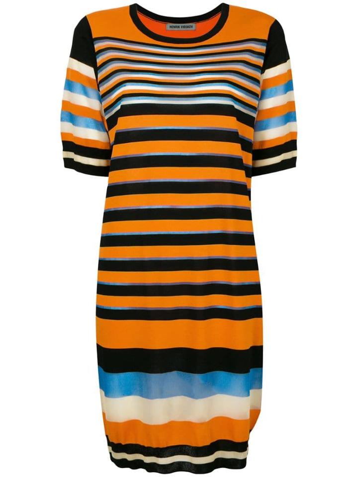 Henrik Vibskov Multi-stripe T-shirt Dress - Orange