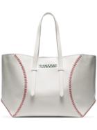 Calvin Klein 205w39nyc White Catch Baseball Glass Leather Tote
