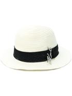 Karl Lagerfeld Signature Logo Straw Hat - White