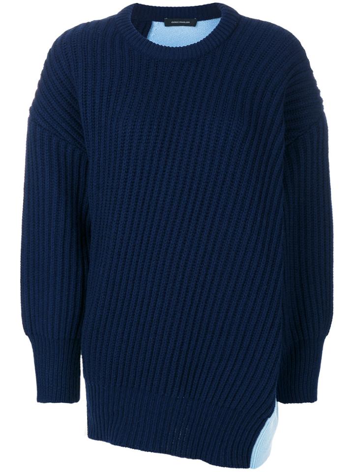 Cédric Charlier Patchwork Knit Jumper - Blue