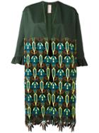 Antonio Marras Leaves Motif Midi Coat, Women's, Size: 44, Green, Cotton/silk/spandex/elastane