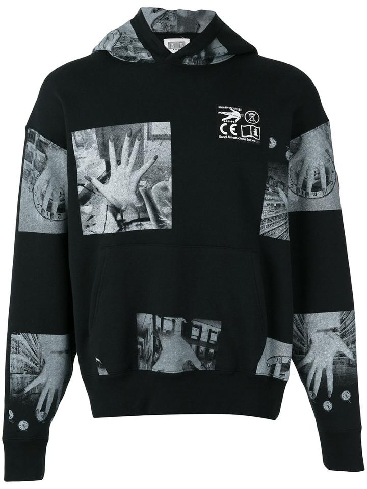 C.e. - Patch Print Hooded Sweatshirt - Men - Cotton - L, Black, Cotton