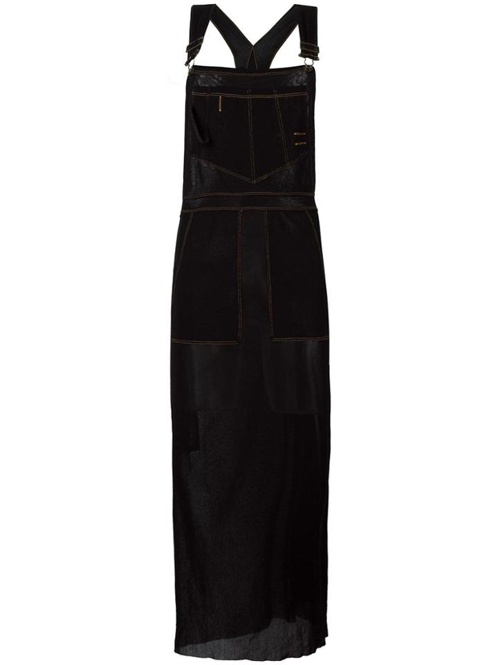 Jean Paul Gaultier Vintage Sheer Dungaree Apron Dress - Black