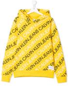 Calvin Klein Kids Teen Multi Logo Hoodie - Yellow