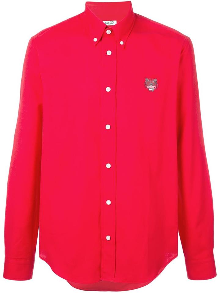 Kenzo 'mini Tiger' Button Down Shirt, Men's, Size: Medium, Red, Cotton