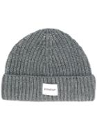 Dondup - Logo Patch Knitted Beanie - Men - Acrylic/wool - One Size, Grey, Acrylic/wool