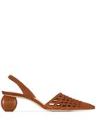 Cult Gaia Brown Keri 50 Woven Suede Pumps
