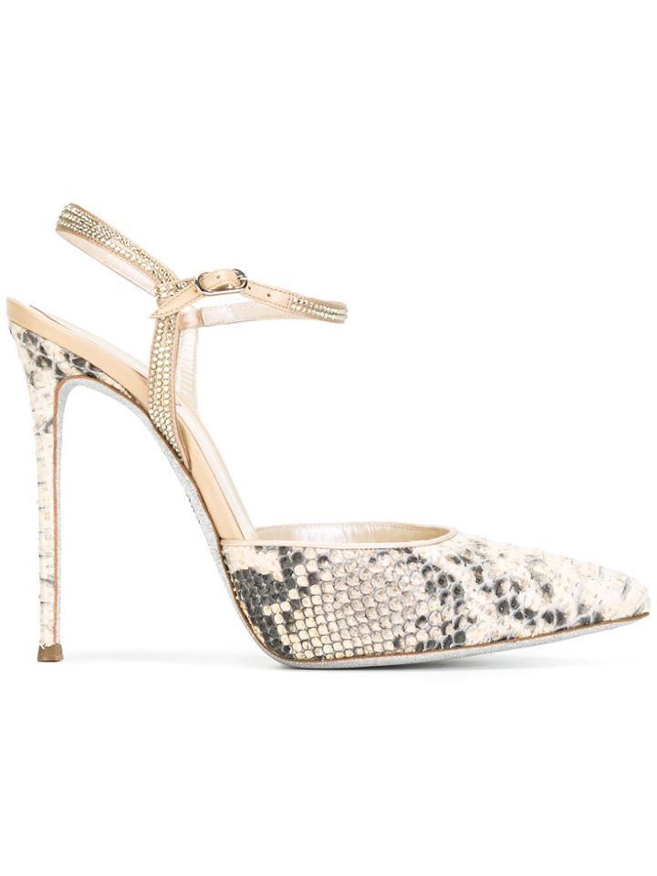 René Caovilla Snakeskin Pumps - Nude & Neutrals