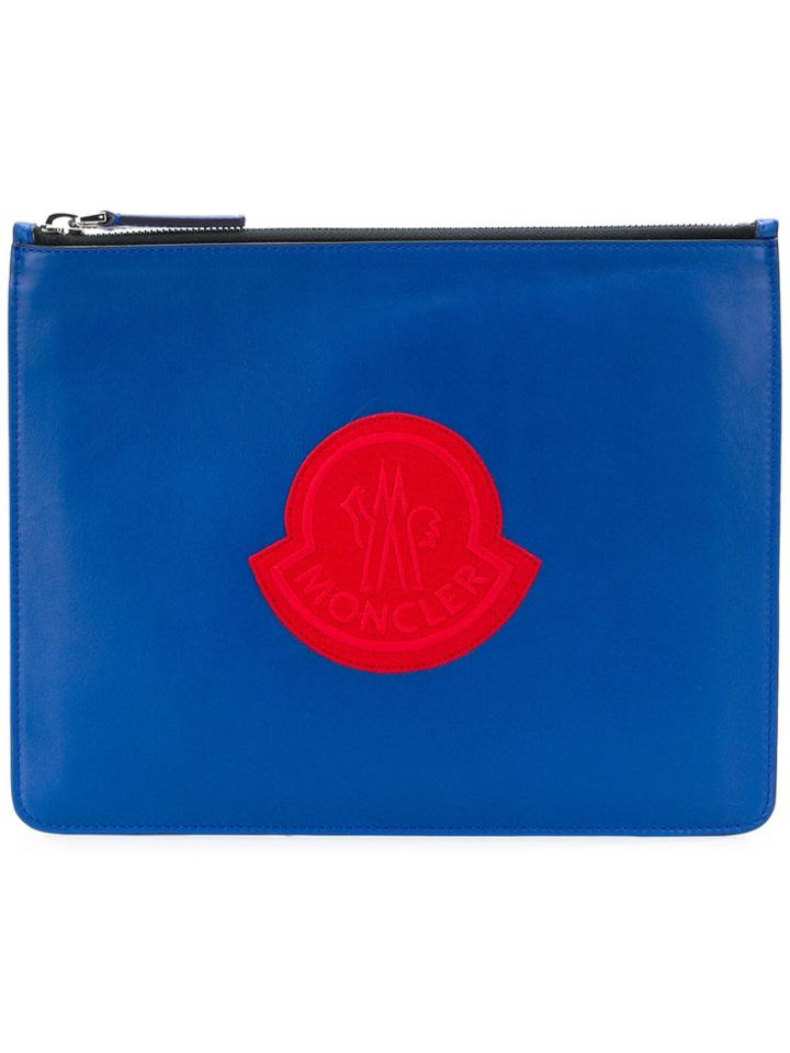 Moncler Embroidered Logo Clutch - Blue