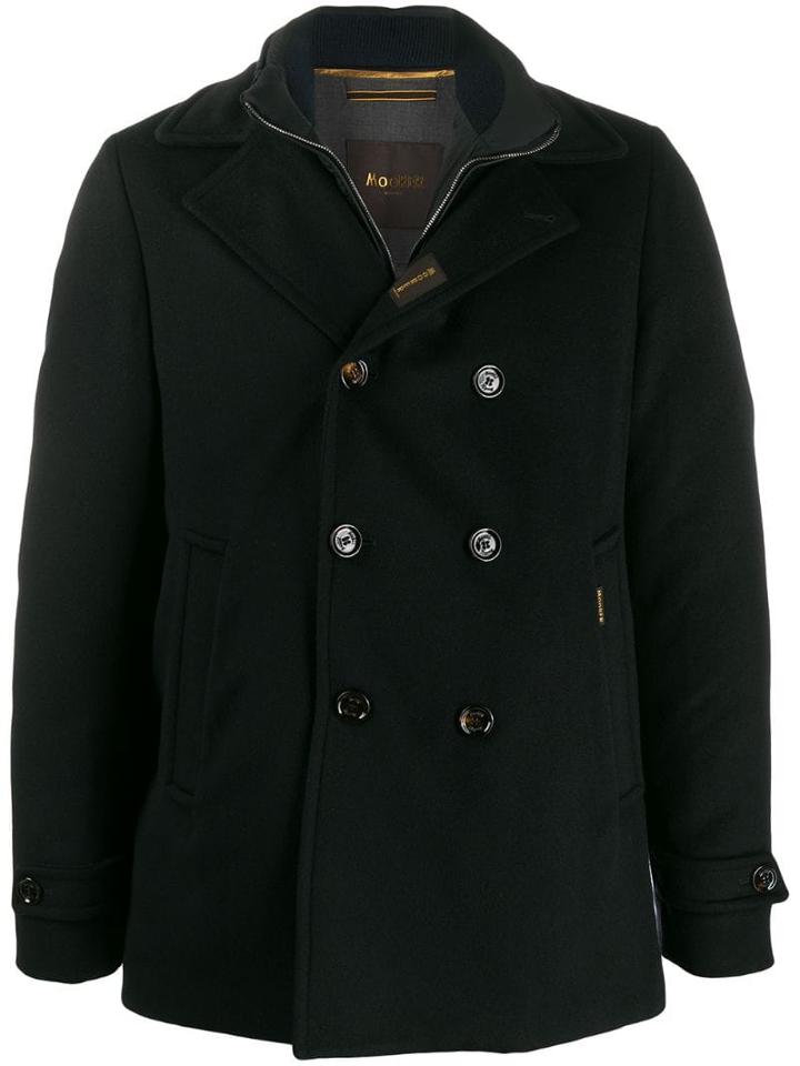 Moorer Double-breasted Textured Jacket - Blue