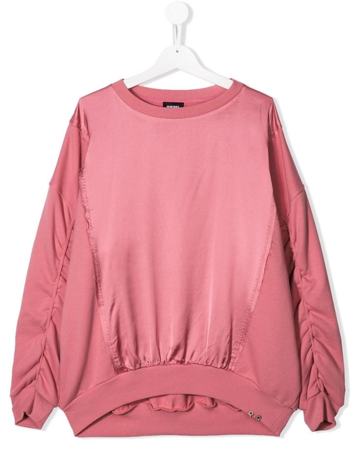 Diesel Kids Ruched Sleeve Jumper - Pink