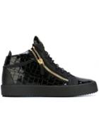Giuseppe Zanotti Design Kriss Mid-top Sneakers, Men's, Size: 45, Black, Patent Leather/leather/rubber