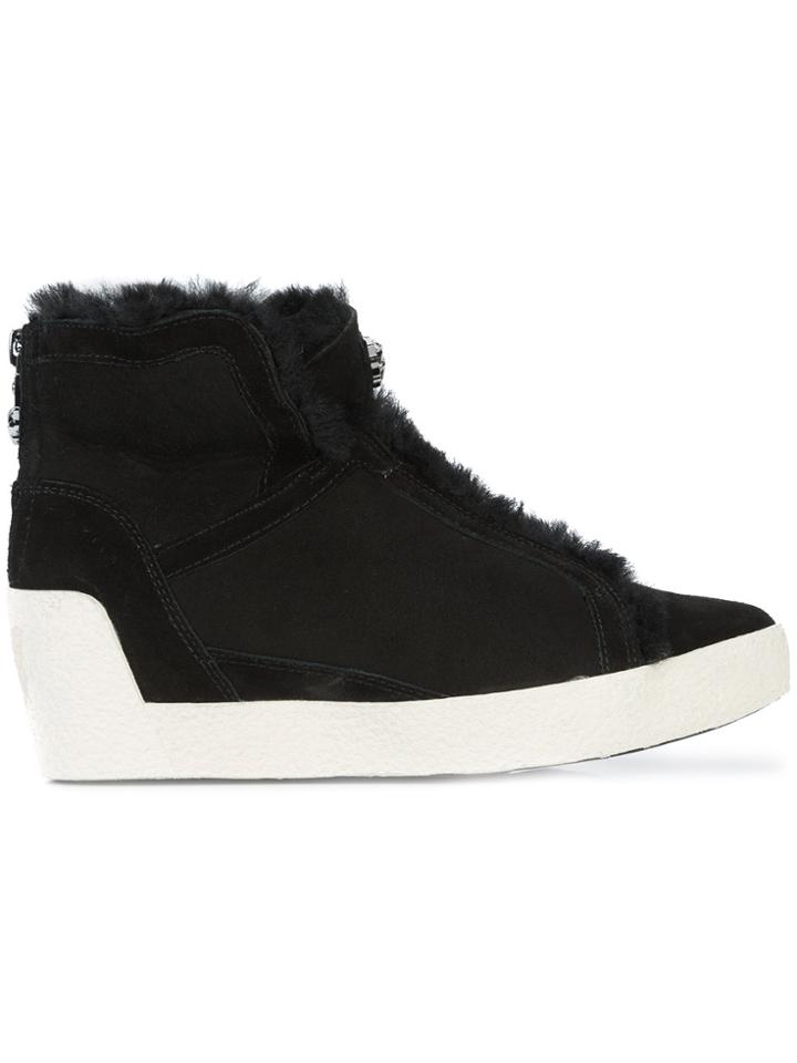 Marc Cain Shearling Trim Wedge Sneakers - Black