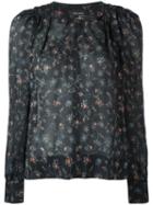 Isabel Marant Floral Print Blouse, Women's, Size: 40, Black, Silk/spandex/elastane