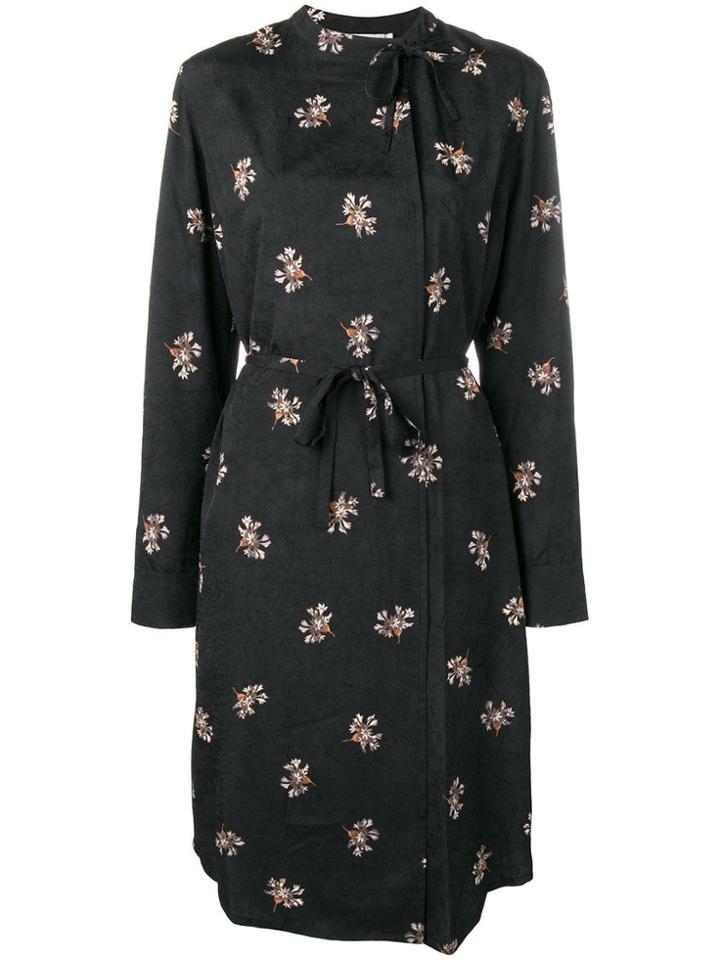 Vince Floral Pattern Midi Dress - Black