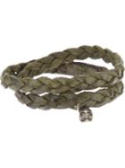 Riccardo Forconi Weaved Bracelet, Men's, Green, Calf Leather