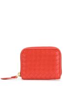 Bottega Veneta Intrecciato Weave Zip-around Wallet - Red