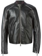 Dsquared2 Zip Detail Jacket, Men's, Size: 50, Black, Calf Leather/polyester/wool