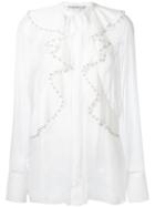 Givenchy Pearl Ruffled Blouse, Women's, Size: 40, White, Silk/acrylic/polyamide