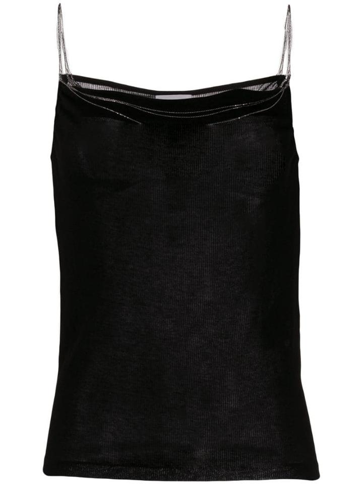 Saint Laurent Chain Detail Sleeveless Blouse - Black