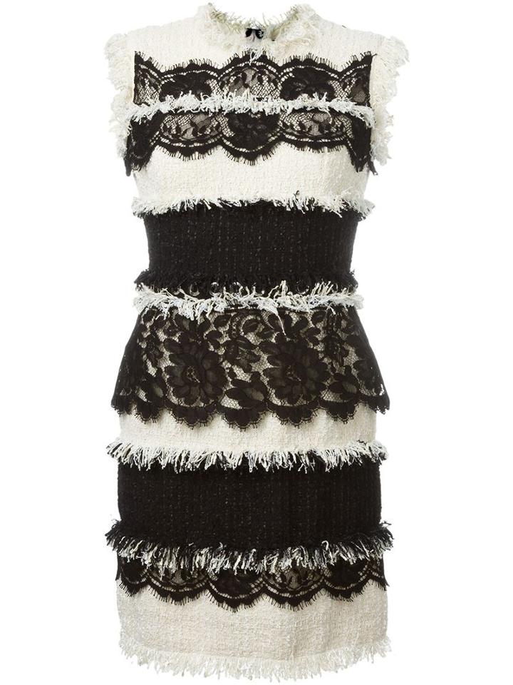 Lanvin Mixed Tweed Lace Dress, Women's, Size: 38, Nude/neutrals, Silk/cotton/acrylic/wool