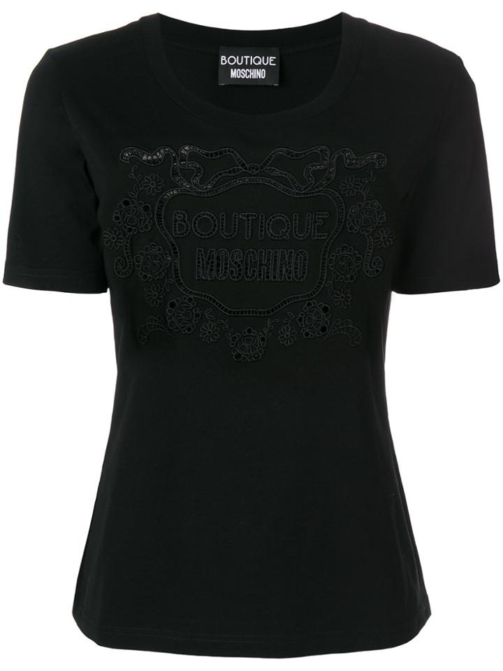 Boutique Moschino Embroidered Logo T-shirt - Black