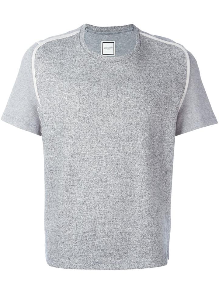 Wooyoungmi Knit Panel T-shirt, Men's, Size: Medium, Grey, Cotton/polyester/rayon/wool