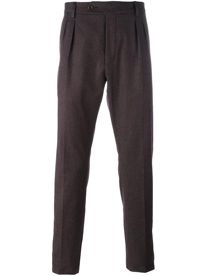 Al Duca D'aosta 1902 Tapered Pleat Detail Trousers, Men's, Size: 46, Pink/purple, Cotton/polyamide/virgin Wool