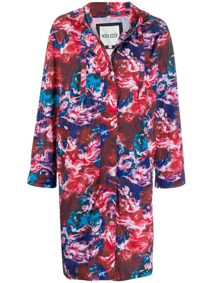 Kenzo Oversized Kenzo World Print Coat - Red