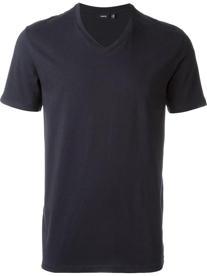 Vince V-neck T-shirt, Men's, Size: S, Blue, Cotton